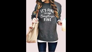 VILOVE Funny Sweatshirts for Women It‘s Fine I’m Fine Everything is Fine Shirtssweatshirts for women [upl. by Migeon9]