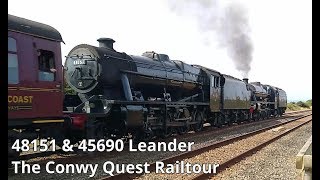 Prestatyn 03082019  45690 Leander amp 48151 LMS 8F on Conwy Quest Railtour  double head steam [upl. by Assirrec]