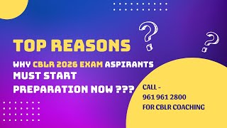 CBLR Exam 2025 I CBLR Exam 2026 I CBLR Exam I Fresh Batch Announcement I Prof Rajesh Tayal [upl. by Arzed]