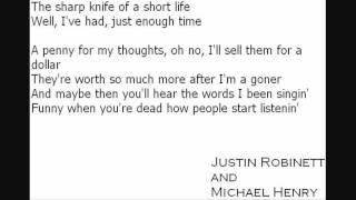 Justin Robinett and Michael Henry  If I Die Young Lyrics [upl. by Oeram]