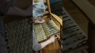 Chair Seat Caning Half Inch Cane Weaving Homesteading Restoring Furniture [upl. by Culosio]