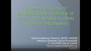 Overview of BetaLactamases in Gram Negative Organisms  Yanina Pasikhova PharmD [upl. by Cacia]