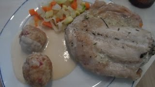 Speckknödel und Kaninchen mit Kräuter und Gemüse mit dem Calli kocht [upl. by Ursas]