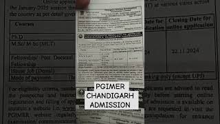 Pgimer chandigarh admission 2024 pgimer mscadmission phdadmission2024 [upl. by Legyn]