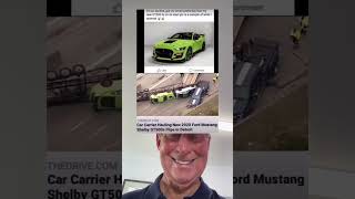 Car Carrier Hauling New 2020 Ford Mustang Shelby GT500 Flips in Detroit grandpa [upl. by Fuld]