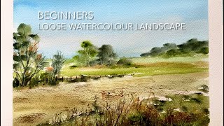 Paint This Beginners LOOSE WATERCOLOR LANDSCAPE FALL Watercolour PAINTING Techniques Tutorial demo [upl. by Llerrej996]