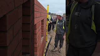 Brickwork flat as a pancake6 foot level construction bricklayers bricklayer satisfying work [upl. by Hgielra]