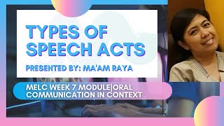 TYPES OF SPEECH ACTSQUARTER1 WEEK7ORAL COMMUNICATION IN CONTEXT [upl. by Esele]