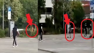 Knifeman shouting Allahu Akbar stabs two people before being shot dead by police in Germany Video [upl. by Hailed835]