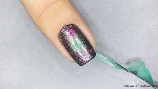 Multicolor magnetic nail design  Многоцветный мультихромный дизайн ногтей [upl. by Nahrut]