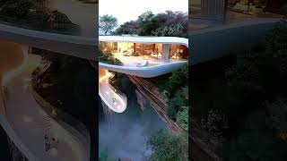 Floating House Over a Cliff 🏠✨aiarchitecture moderndesign [upl. by Lello]