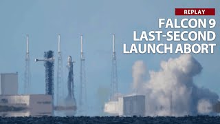 Replay Last second abort for SpaceX Falcon 9 rocket on Starlink 102 mission [upl. by Anaed85]