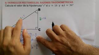 5 CALCULAR LA HIPOTENUSA RAZONES TRIGONOMETRICAS [upl. by Juanita57]