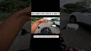 Bmw s1000 vs R6 vs R15 V2 vs z900 😂yamahar6 r1m yamahar1 zx10r rider reels instagram viral [upl. by Ydne]