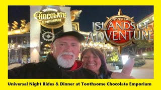 Universal Night Rides amp Toothsome Chocolate Emporium Orlando Florida [upl. by Creedon]