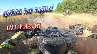 ATV trail riding at Tall Pines NY  Can Am Renegade 1000xxc  Polaris scrambler XP 850 [upl. by Alda]