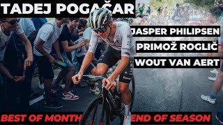 EPIC CYCLING BATTLES  Tadej Pogačar amp Wout van Aert amp Primož Roglič amp Jasper Philipsen [upl. by Cirdahc]