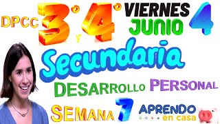 APRENDO EN CASA 3RO 4TO DPCC SECUNDARIA HOY VIERNES 4 DE JUNIO SEMANA 7 TERCER CUARTO GRADO TV PERÚ [upl. by Korns]