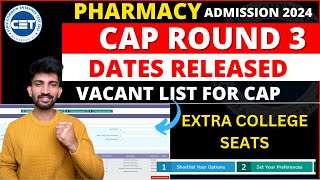 B Pharmacy Cap Round 3 Dates Released  Pharmacy Cap Round 3 Started 2024 [upl. by Neelram454]