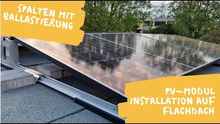 PV Modul Installation Schnell und einfach in Reihen auf Flachdach 8 Grad Neigung mit Ballastierung [upl. by Jain]