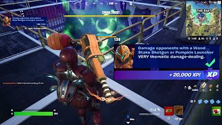 How to EASILY Damage opponents with a Wood Stake Shotgun or Pumpkin Launcher in Fortnite Quest [upl. by Darees128]