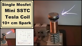 Single Mosfet Mini SSTC Tesla coil with 10  cm Spark [upl. by Assirram31]