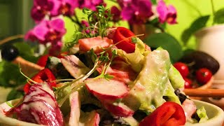 Cress Tomato Radicchio Romaine Salad with Garlic Cashew Dressing  Take 3 [upl. by Ayak]