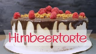 HIMBEERTORTE backen  Sahnetorte mit Himbeer Mascarpone Creme Drip Cake  deutsch [upl. by Adin537]