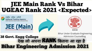 JEE Mains Rank Vs UGEAC Rank 2021  Bihar Engineering Admission 2021 [upl. by Savage290]