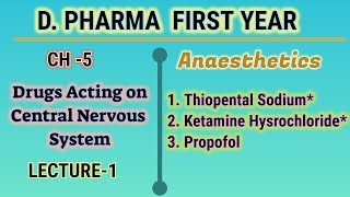 AnaestheticsDrugs acting on central nervous systemCH5L1Pharmaceutical chemistryDPharmIst yr [upl. by Rochester933]