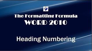 Word 2010 Heading Numbering [upl. by Karole]