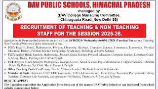 DAV CBT exam 2025  DAV Recruitment 2025  DAV school vacancy  DAV CBT application form  dav [upl. by Aoniak945]