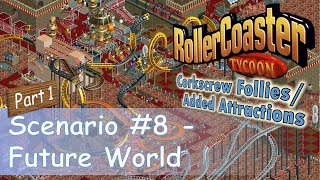 RollerCoaster Tycoon  Park Playthrough Future World Part 13  Paths city area amp 4 coasters [upl. by Corsiglia]