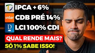 O QUE RENDE MAIS TESOURO IPCA 6 CDB PRÉ 14 ou LCI 100 DO CDI APRENDA A CALCULAR E COMPARAR [upl. by Downe]