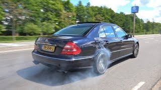 MercedesBenz E55 AMG V8 Kompressor BURNOUTS amp ACCELERATIONS [upl. by Allsopp923]