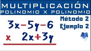 Multiplicación de polinomios algebraicos  Método 2 Ejemplo 2 [upl. by Amaris916]