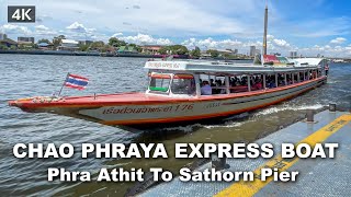 【4K】Chao Phraya River Express boat to Sathorn Pier Bangkok  April 2021 [upl. by Drusilla876]