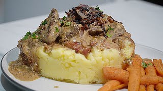 CLASSIC British dish modern twist Liver Onions and Bacon WHISKY CREAM sauce [upl. by Nahttam]