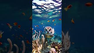 Whooo Needs Wings Owl Goes Aquatic owl swimming animalshorts [upl. by Aicenaj]