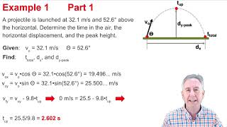 Example Problem  Angle Launched Projectile [upl. by Anerac]