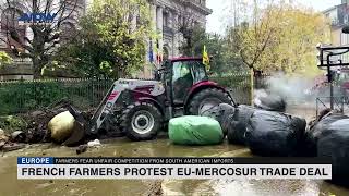 French farmers protest EUMercosur trade deal [upl. by Yelak]