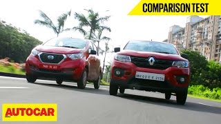 Renault Kwid VS Datsun Redigo  Comparison Test  Autocar India [upl. by Anaeed]