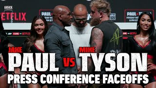 Jake Paul vs Mike Tyson Press Conference Faceoffs  MMA Fighting [upl. by Nnyluqcaj442]