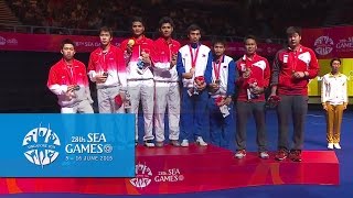 Badminton Mens Doubles Gold Medal Match Victory Ceremony  28th SEA Games Singapore 2015 [upl. by Eustatius]