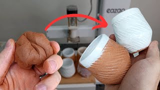 TRANSFORMO EL BARRO EN 2 TAZAS PARA TOMAR CAFÉ  IMPRESIÓN 3D CON ARCILLA [upl. by Powell]