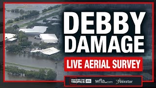 LIVE AERIALS Hurricane Debby Aftermath in Manatee Sarasota Counties in Fla  Tracking the Tropics [upl. by Gifferd]