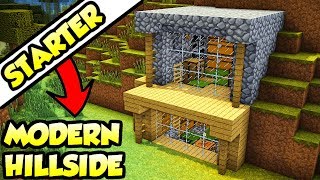 Minecraft Modern Starter Hillside House Tutorial How to Build [upl. by Sileray]