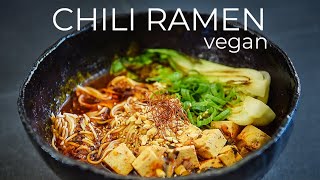 Vegan Chili Ramen Recipe  Spicy Red Broth Noodle Soup [upl. by Lotsirhc424]