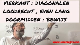 636 Bewijs  diagonalen staan loodrecht door midden en even lang bij een Vierkant [upl. by Nordin]