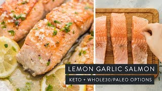 LEMON GARLIC SALMON » ketowhole30 and in 25 minutes [upl. by Foscalina879]